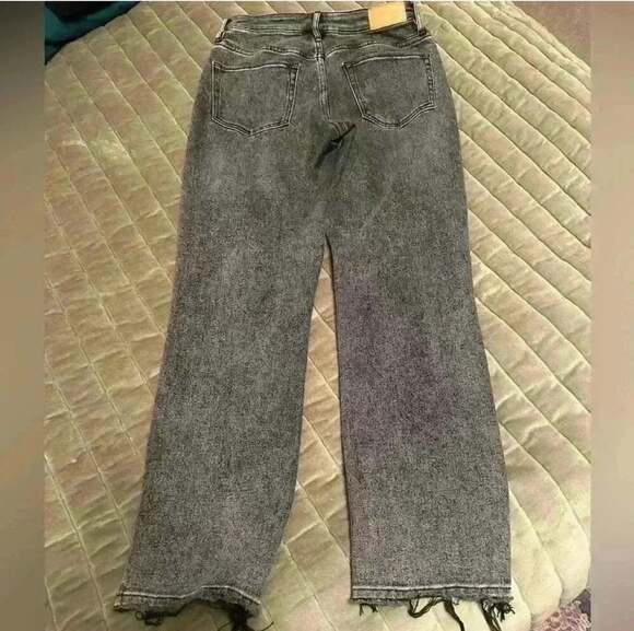 Dear John Size 26 Distressed Black Wash Straight Leg Jeans Raw Hem Grunge Y2K - Picture 6 of 6